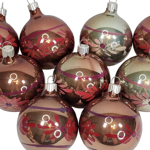 Vtg Martha Stewart MSE Christmas Ornament Painted Slivered Glass 3" Lot of 9 - Picture 4 of 12